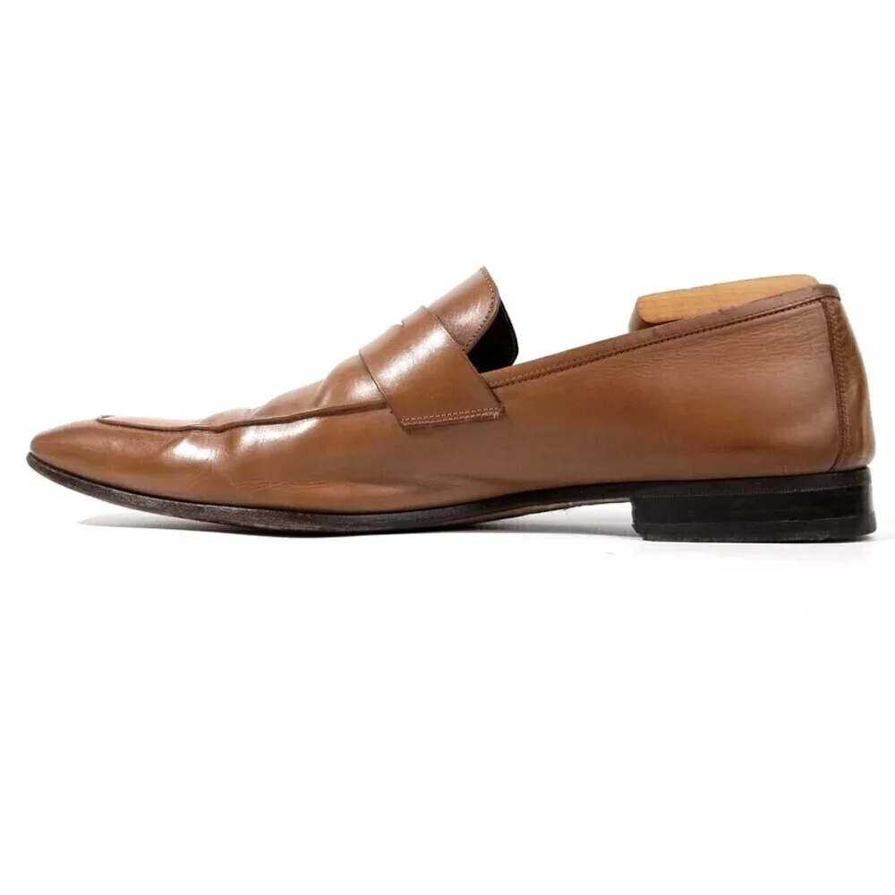 MEZLAN Ginza Calfskin Leather Classic Penny Loafer Dress Shoes Brown Old Money